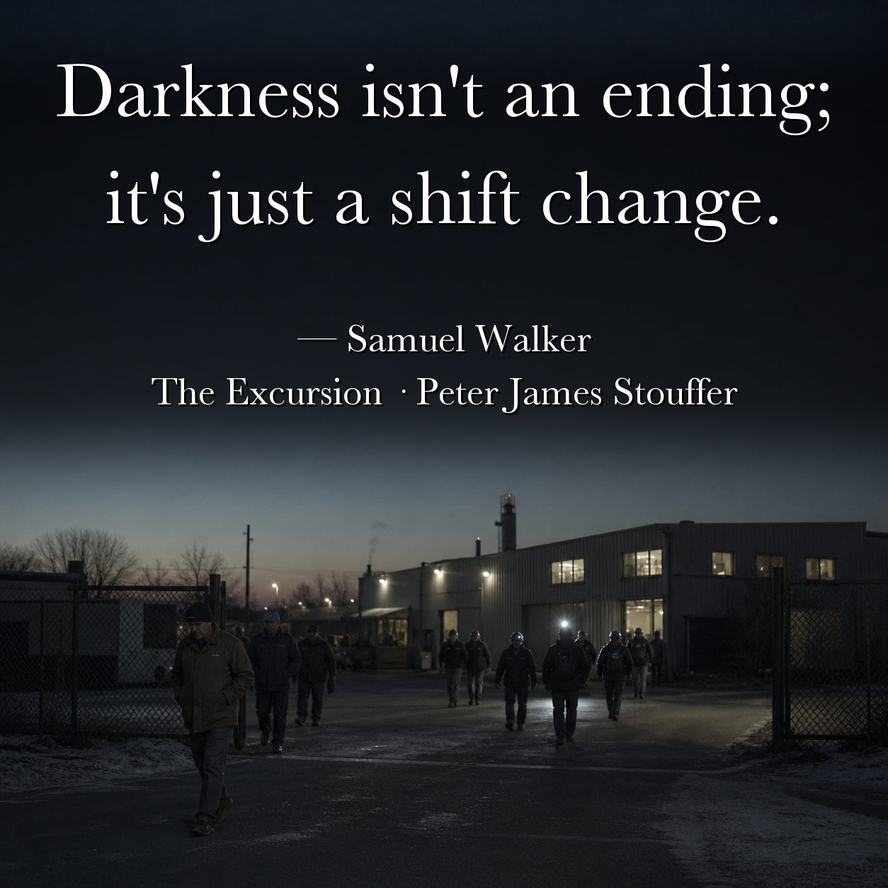 Quote image for The Excursion: Darkness isn't an ending; it's just a shift change.